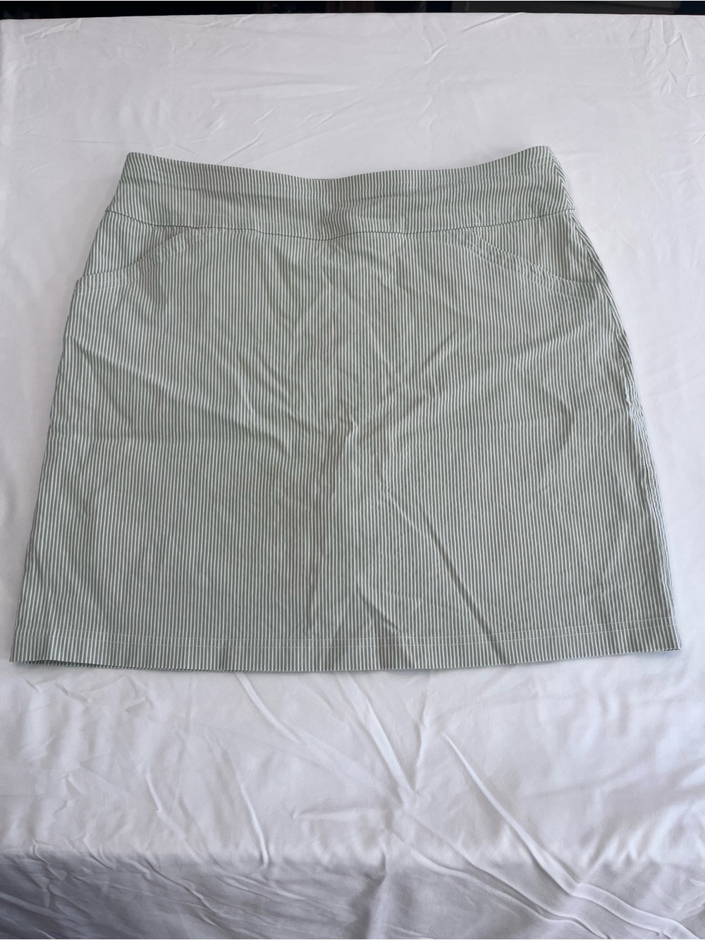 Mario Serrani Light Green Pinstripe Skirt with pockets and built in shorts